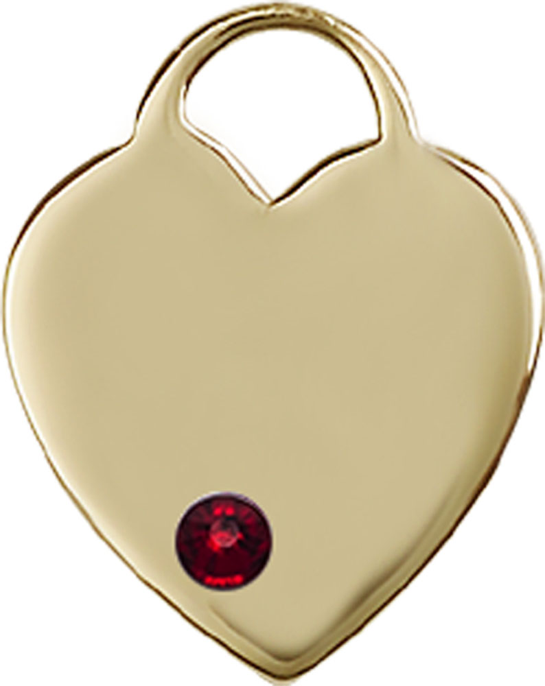 14kt Gold Filled Heart Medal with a 3mm Garnet Swarovski stone