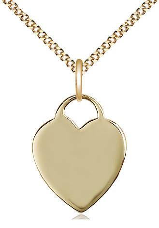 14kt Gold Filled Heart Pendant on a 18 inch Gold Plate Light Curb chain
