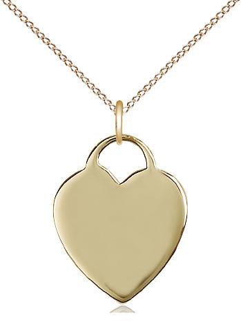 14kt Gold Filled Heart Pendant on a 18 inch Gold Filled Light Curb chain