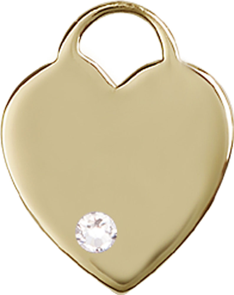 14kt Gold Heart Medal with a 3mm Crystal Swarovski stone