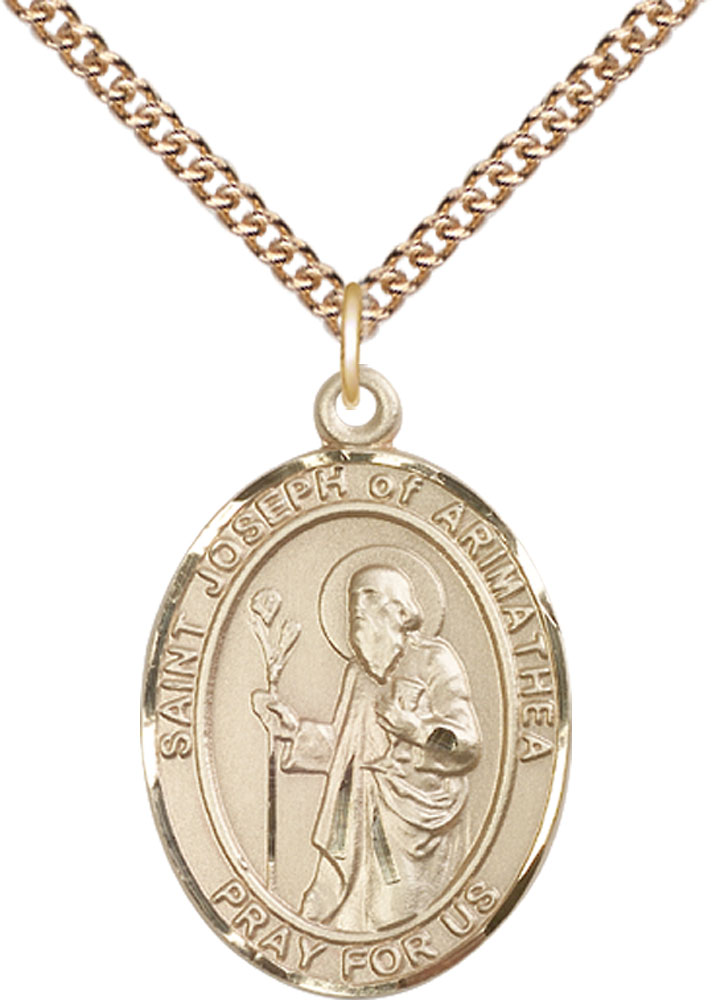 14kt Gold Filled Saint Joseph of Arimathea Pendant on a 24 inch Gold Filled Heavy Curb chain