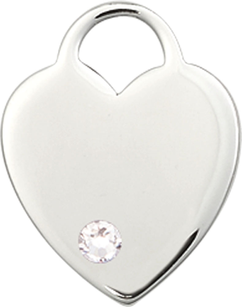 Sterling Silver Heart Medal with a 3mm Crystal Swarovski stone