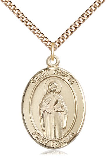 14kt Gold Filled Saint Odilia Pendant on a 24 inch Gold Filled Heavy Curb chain
