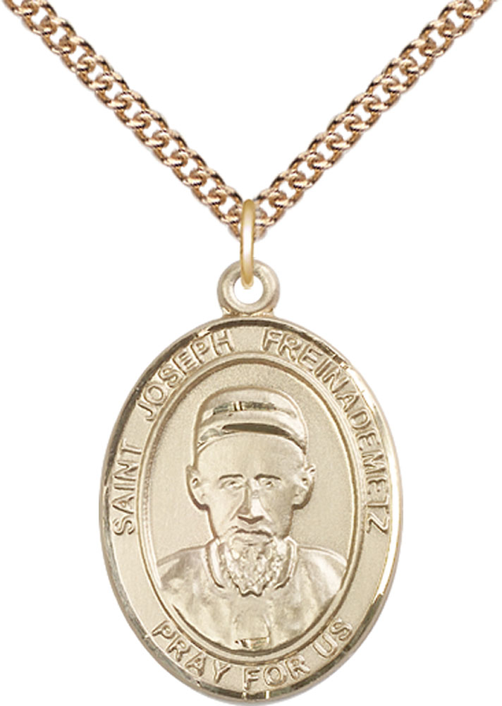 14kt Gold Filled Saint Joseph Freinademetz Pendant on a 24 inch Gold Filled Heavy Curb chain