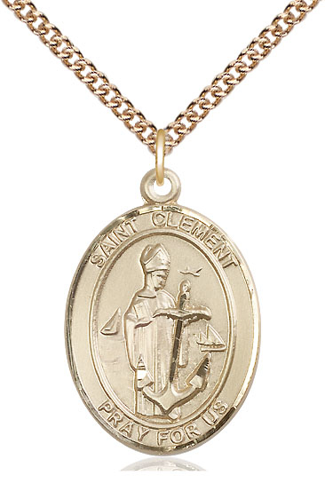 14kt Gold Filled Saint Clement Pendant on a 24 inch Gold Filled Heavy Curb chain