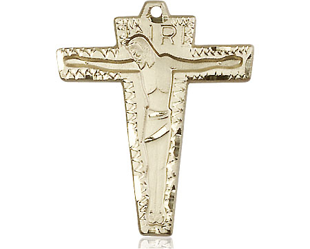 14kt Gold Primative Crucifix Medal