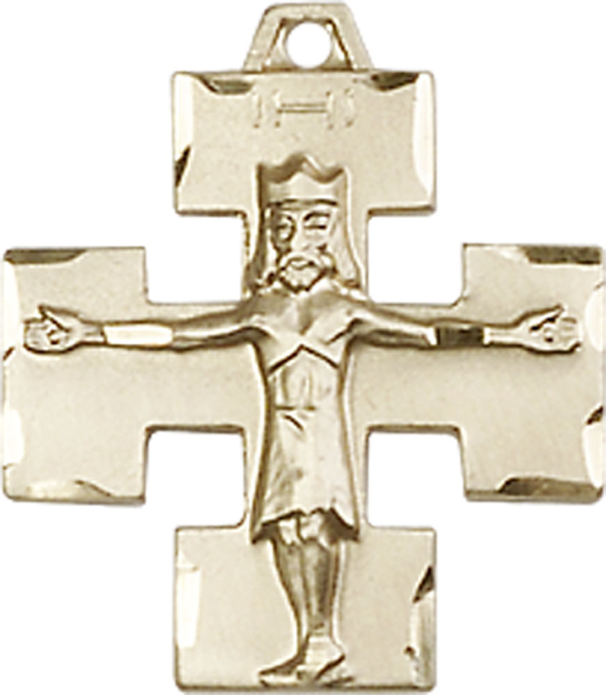 14kt Gold Modern Crucifix Medal