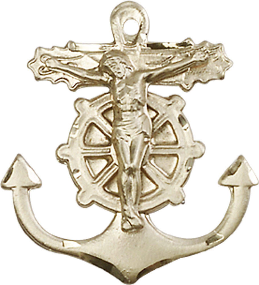 14kt Gold Anchor Crucifix Medal