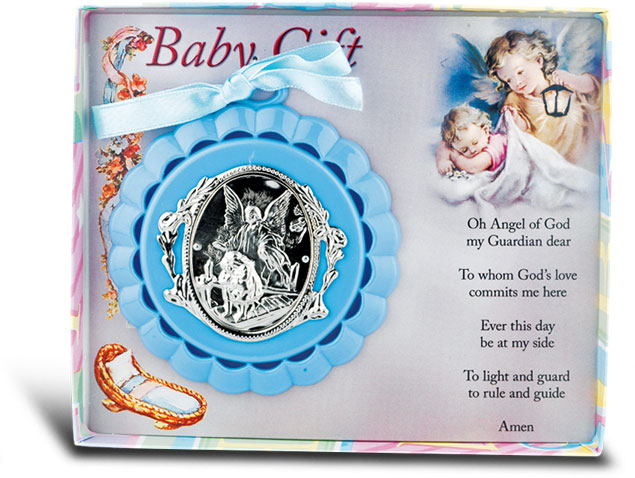 Blue Guardian Angel Crib Medal