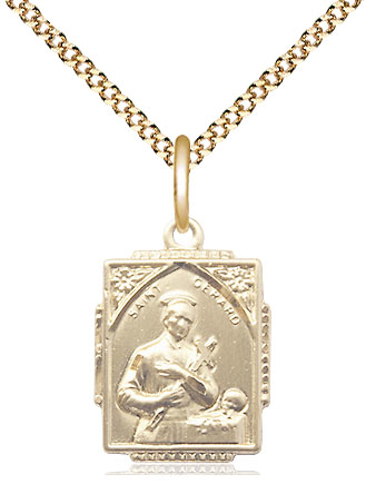 14kt Gold Filled Saint Gerard Pendant on a 18 inch Gold Plate Light Curb chain
