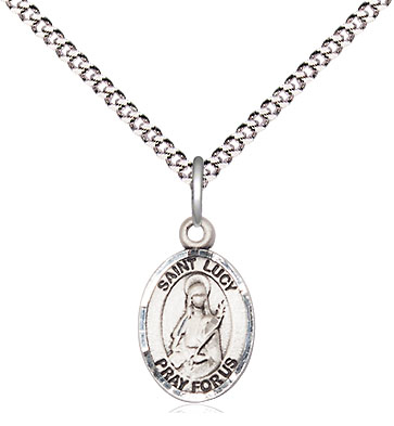 Sterling Silver Saint Lucy Pendant on a 18 inch Light Rhodium Light Curb chain