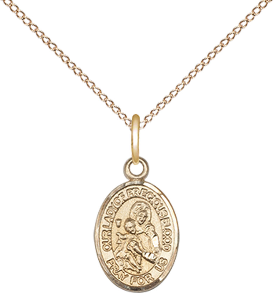 14kt Gold Filled Our Lady of the Precious Blood Pendant on a 18 inch Gold Filled Light Curb chain