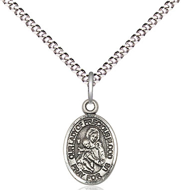 Sterling Silver Our Lady of the Precious Blood Pendant on a 18 inch Light Rhodium Light Curb chain