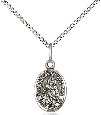 Sterling Silver Our Lady of the Precious Blood Pendant on a 18 inch Sterling Silver Light Curb chain