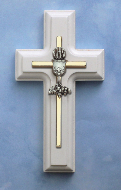 White Chalice Cross - Communion