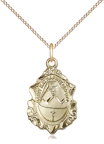 14kt Gold Filled Saint Katharine Drexel Pendant on a 18 inch Gold Filled Light Curb chain