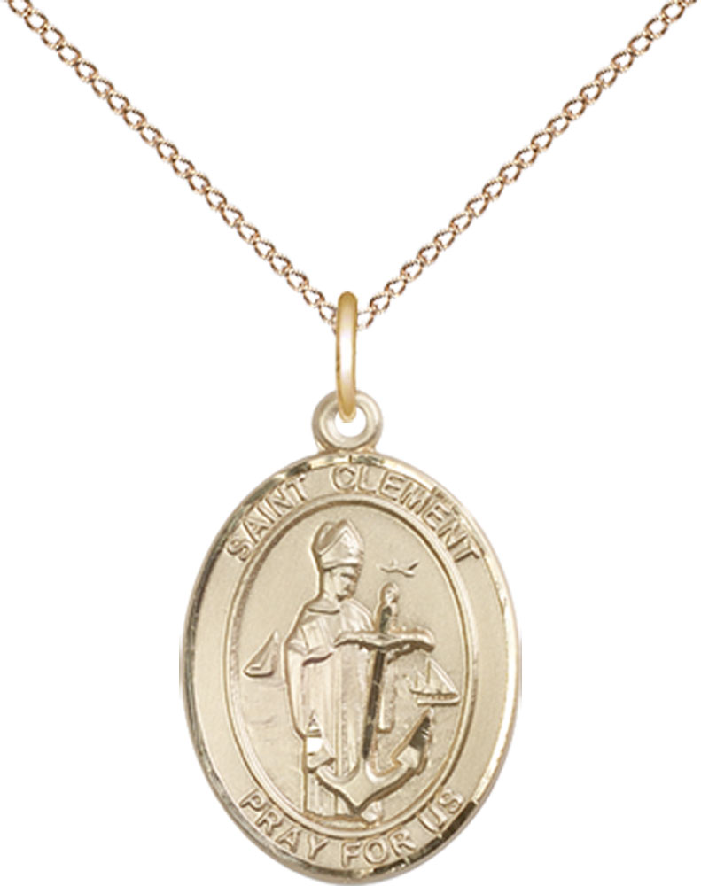 14kt Gold Filled Saint Clement Pendant on a 18 inch Gold Filled Light Curb chain