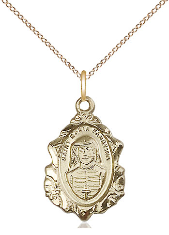 14kt Gold Filled Maria Faustina Pendant on a 18 inch Gold Filled Light Curb chain