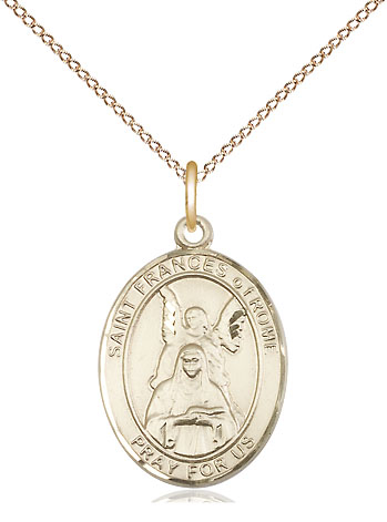 14kt Gold Filled Saint Frances of Rome Pendant on a 18 inch Gold Filled Light Curb chain