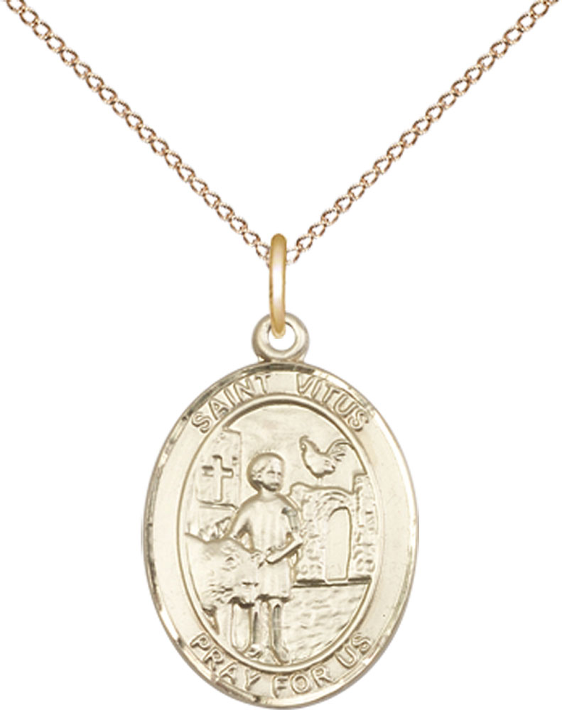 14kt Gold Filled Saint Vitus Pendant on a 18 inch Gold Filled Light Curb chain
