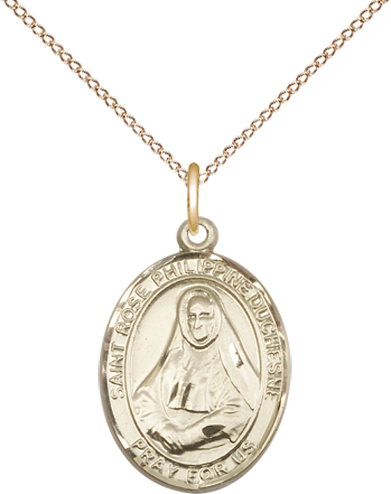 14kt Gold Filled Saint Rose Philippine Pendant on a 18 inch Gold Filled Light Curb chain