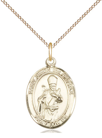 14kt Gold Filled Saint Simon Pendant on a 18 inch Gold Filled Light Curb chain