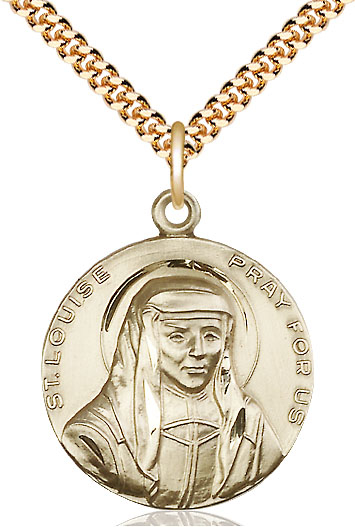 14kt Gold Filled Saint Louise Pendant on a 24 inch Gold Plate Heavy Curb chain