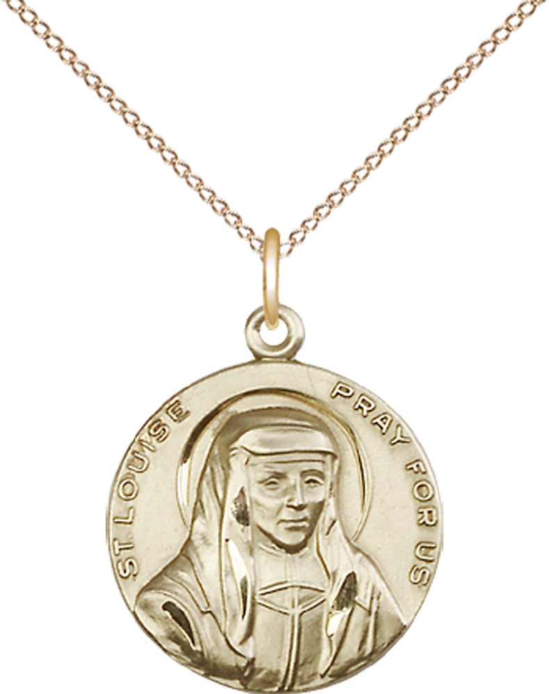 14kt Gold Filled Saint Louise Pendant on a 18 inch Gold Filled Light Curb chain