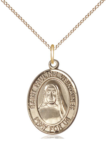 14kt Gold Filled Saint Pauline Visintainer Pendant on a 18 inch Gold Filled Light Curb chain