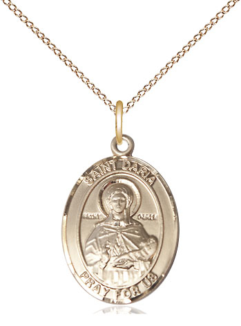 14kt Gold Filled Saint Daria Pendant on a 18 inch Gold Filled Light Curb chain