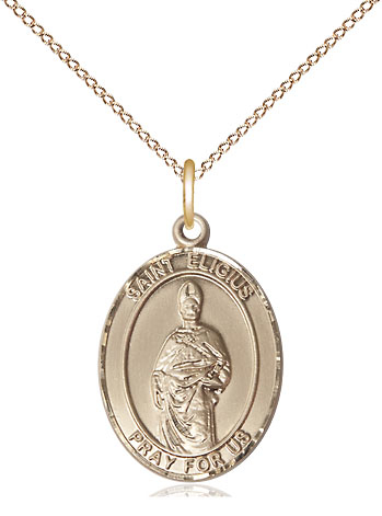 14kt Gold Filled Saint Eligius Pendant on a 18 inch Gold Filled Light Curb chain
