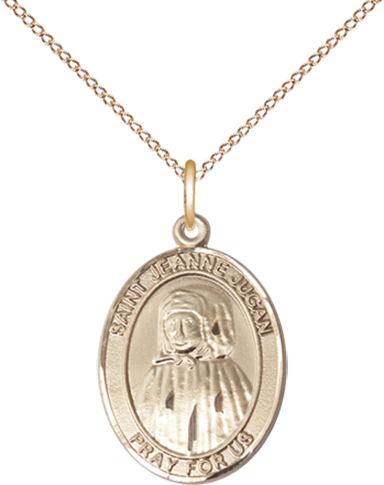 14kt Gold Filled Saint Jeanne Jugan Pendant on a 18 inch Gold Filled Light Curb chain