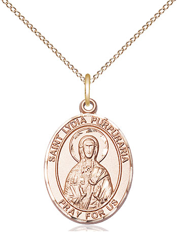14kt Gold Filled Saint Lydia Purpuraria Pendant on a 18 inch Gold Filled Light Curb chain