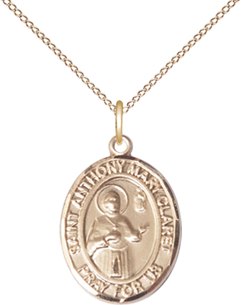 14kt Gold Filled Saint Anthony Mary Claret Pendant on a 18 inch Gold Filled Light Curb chain