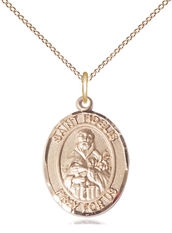 14kt Gold Filled Saint Fidelis Pendant on a 18 inch Gold Filled Light Curb chain