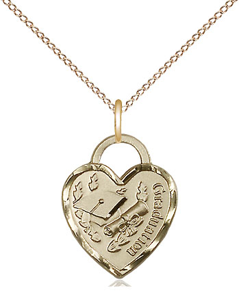 14kt Gold Filled Graduation Heart Pendant on a 18 inch Gold Filled Light Curb chain