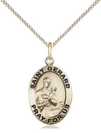 14kt Gold Filled Saint Gerard Majella Pendant on a 18 inch Gold Filled Light Curb chain