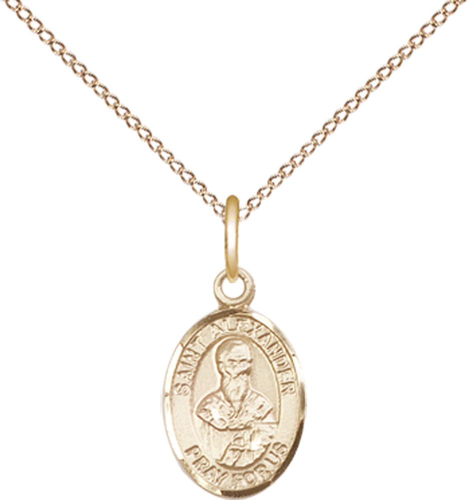 14kt Gold Filled Saint Alexander Sauli Pendant on a 18 inch Gold Filled Light Curb chain