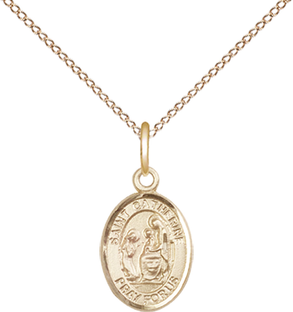 14kt Gold Filled Saint Catherine of Siena Pendant on a 18 inch Gold Filled Light Curb chain