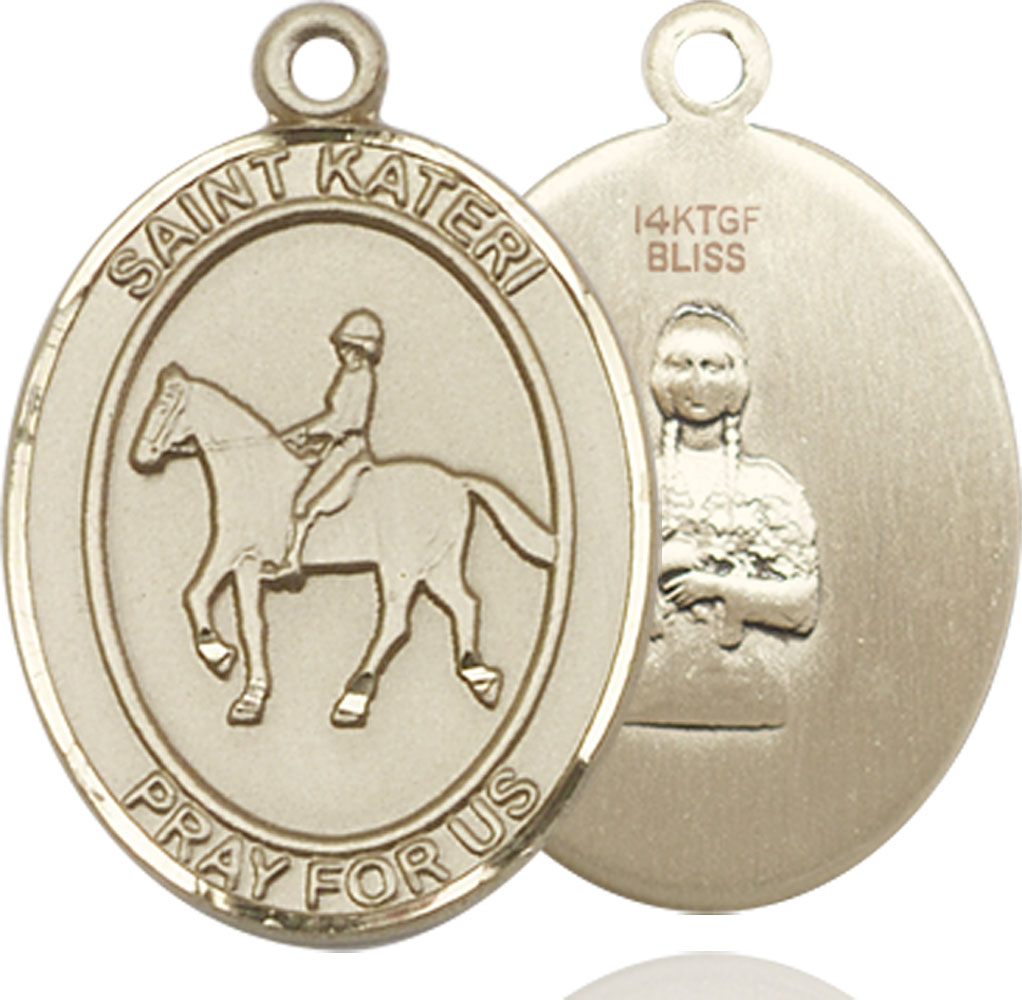 14kt Gold Filled Saint Kateri Equestrian Medal