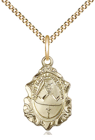 14kt Gold Filled Saint Katharine Drexel Pendant on a 18 inch Gold Plate Light Curb chain