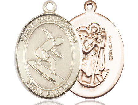 14kt Gold Filled Saint Christopher Surfing Medal