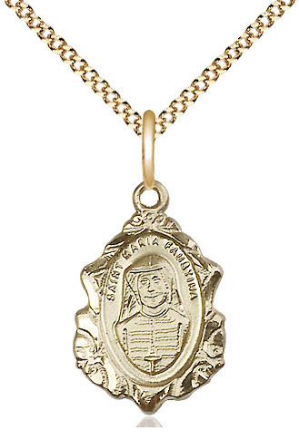 14kt Gold Filled Maria Faustina Pendant on a 18 inch Gold Plate Light Curb chain