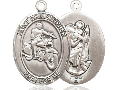 Sterling Silver Saint Christopher Motorcycle Medal