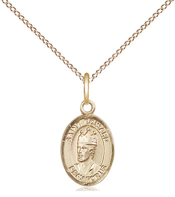 14kt Gold Filled Saint Edward the Confessor Pendant on a 18 inch Gold Filled Light Curb chain
