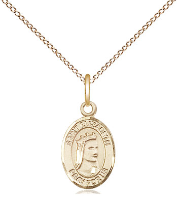 14kt Gold Filled Saint Elizabeth of Hungary Pendant on a 18 inch Gold Filled Light Curb chain