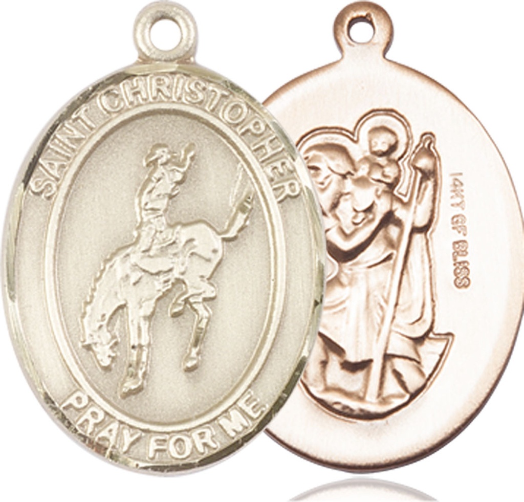 14kt Gold Filled Saint Christopher Rodeo Medal