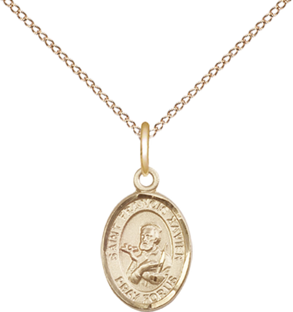 14kt Gold Filled Saint Francis Xavier Pendant on a 18 inch Gold Filled Light Curb chain