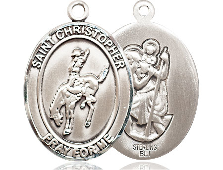 Sterling Silver Saint Christopher Rodeo Medal