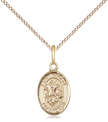 14kt Gold Filled Saint George Pendant on a 18 inch Gold Filled Light Curb chain